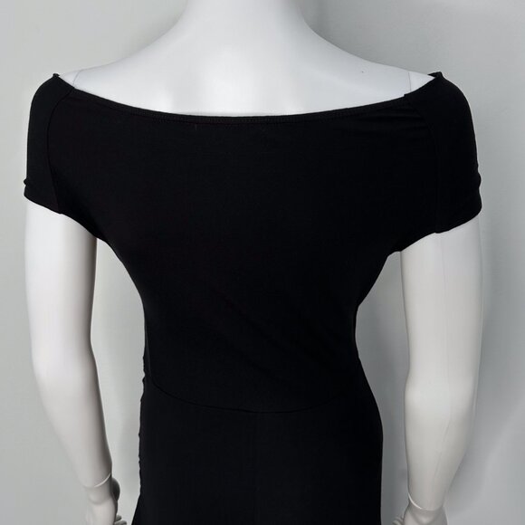 Reformation Cormac Ruched Wrap Style Jersey Midi Dress with Slit in Black Size M - Picture 14 of 16
